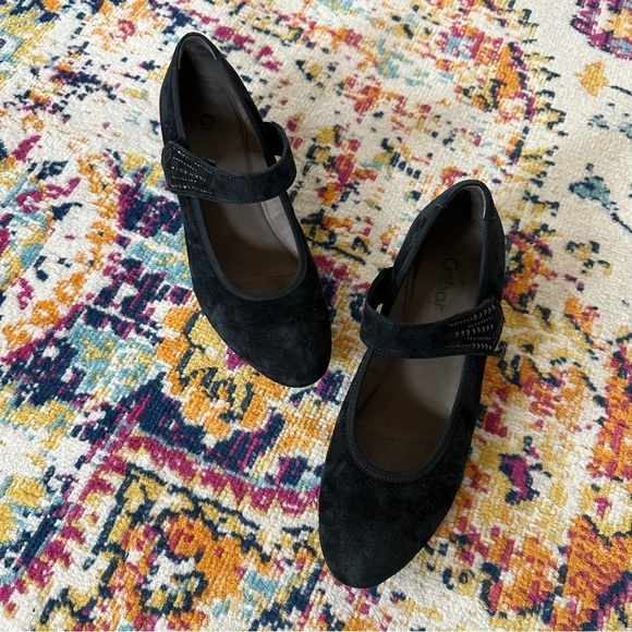 Garbor Suede Mary Jane Wedge Shoe with Jeweled Strap 9.5 US 7.5 UK - Picture 13 of 13